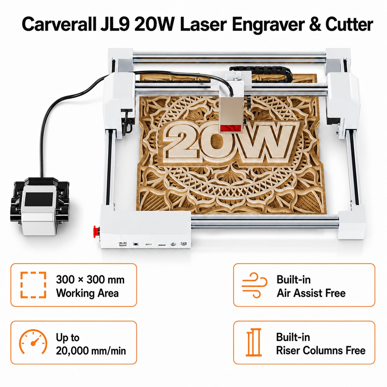 Industrial Laser Engraver - Carverall JL9 20W Lasergraveer- en snijmachine,