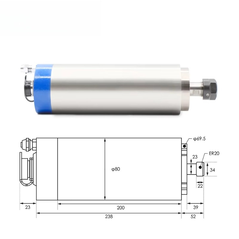 2,2 kW ER20 watergekoelde spin - Cnc Spindle Motor recensie en prijs